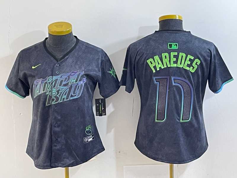 Womens Tampa Bay Rays #17 Isaac Paredes Charcoal 2024 City Connect Limited Cool Base Jersey